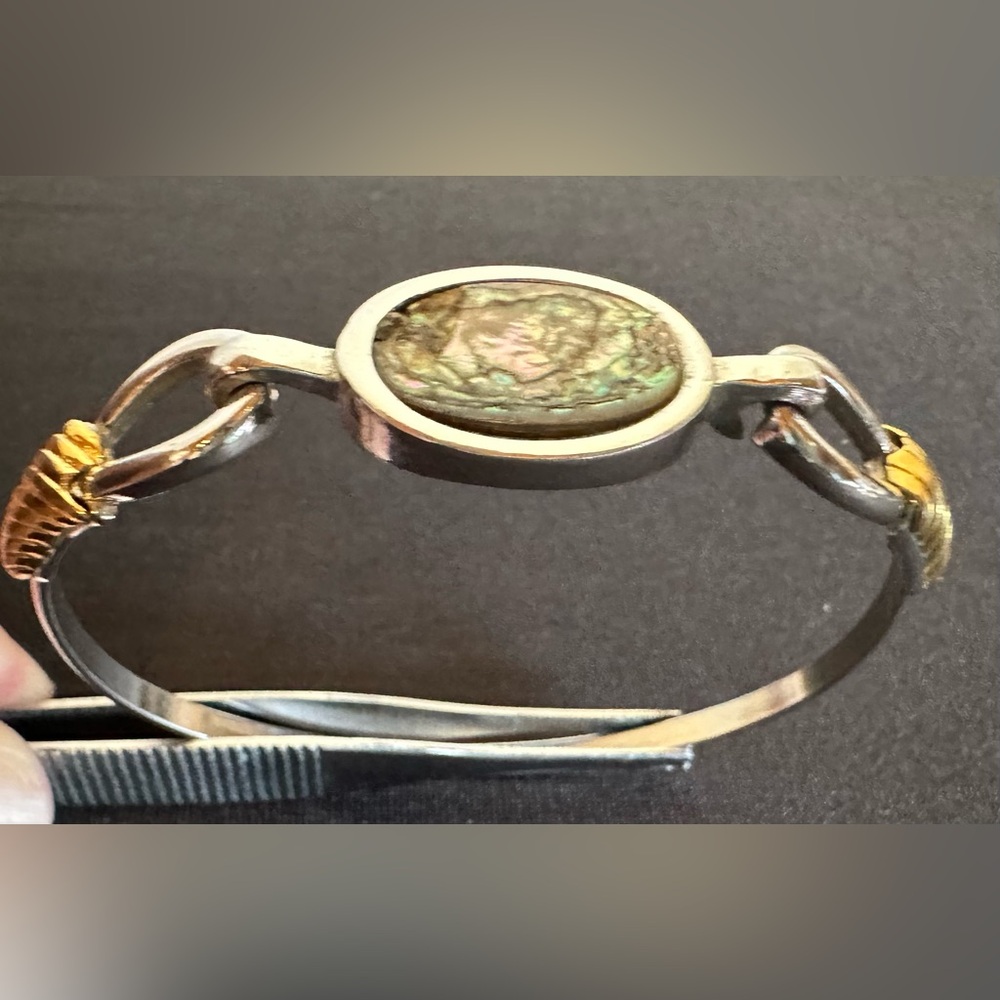 Vintage Avon Abalone Shell Hinged Bangle Bracelet